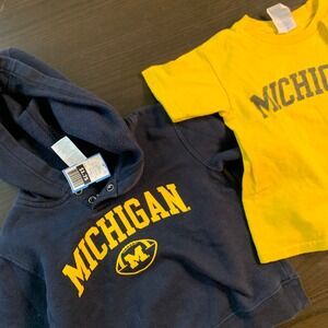 Michigan Wolverines Toddler Hoodie and T-Shirt Navy Yellow 2T 3T NCAA Fan Gear